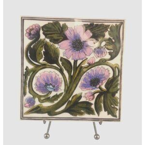 Ironbridge Craven Dunnnill Jackfield Handmade Ceramic Trivet With Floral Design